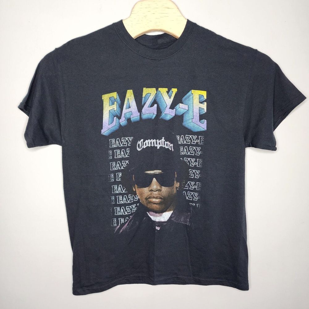Eazy‎ E Shirt Mens Large Black Crew Neck Short Sleeve Graphic Rap Tee Modern